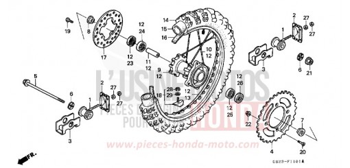 REAR WHEEL (CR80RN/RP/RR) CR80RP de 1993
